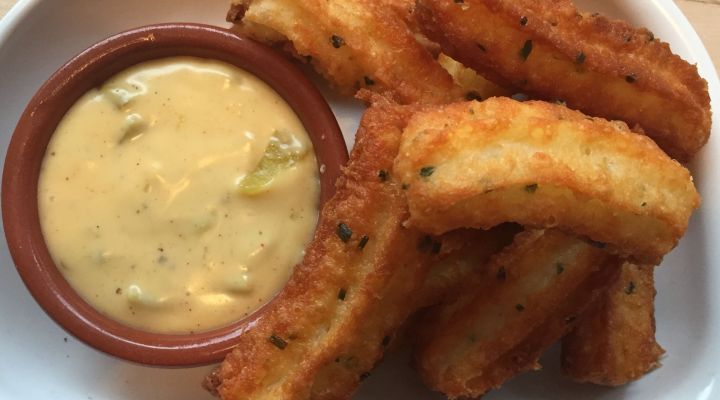 Savory Churros with Nacho Cheese Dipping Sauce